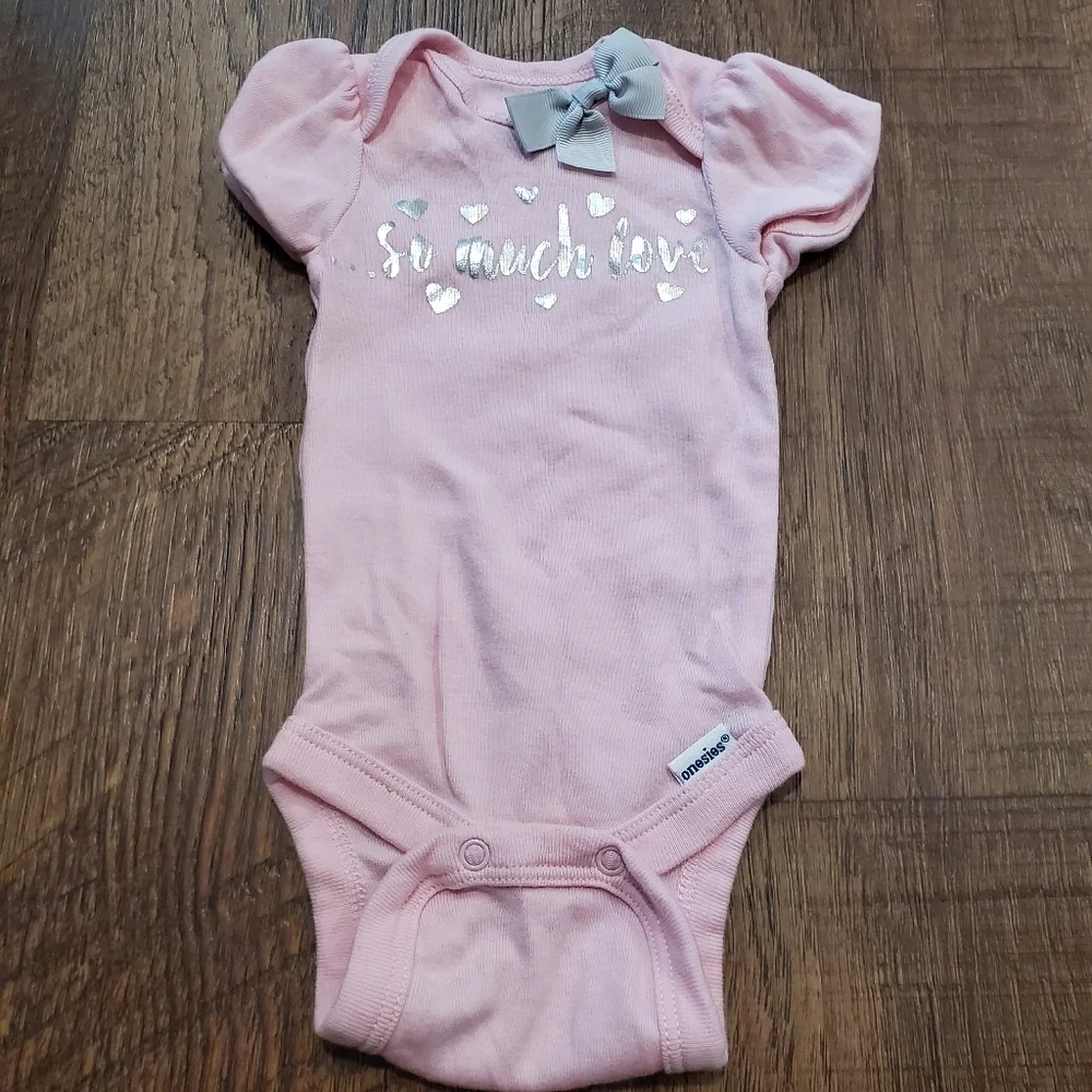 Gerber 2 Organic Cotton Baby Girl Love Onesies Cardigan Pastel Pink Elephant 3M